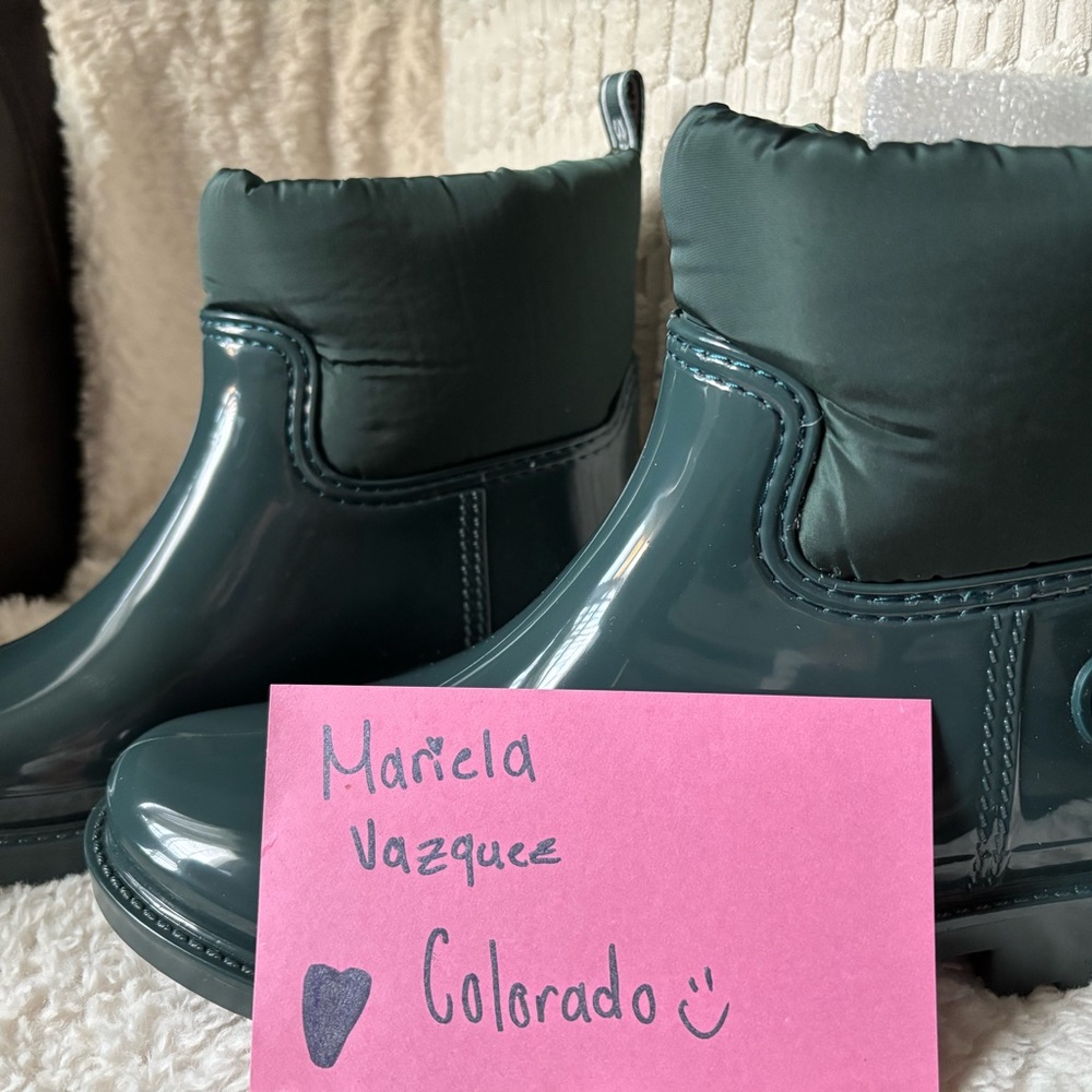 Michael Kors Dark Green Boots with Gold Accent